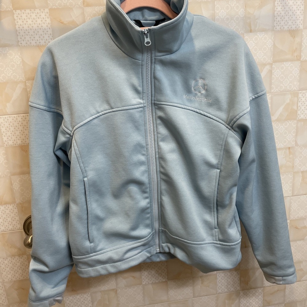 Mercedes Benz Jacket Womens Powder Blue Full Zip Ladies Outdoors Casual Xs